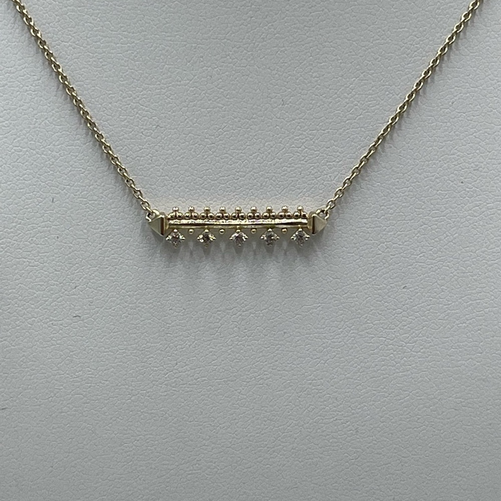Kendra Scott Gold Plated Anissa Bar Pendant‎ Cubic Zirconia Regal Necklace - Picture 2 of 13